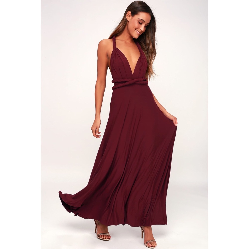 Lulus Tricks of the Trade Burgundy Maxi Dress